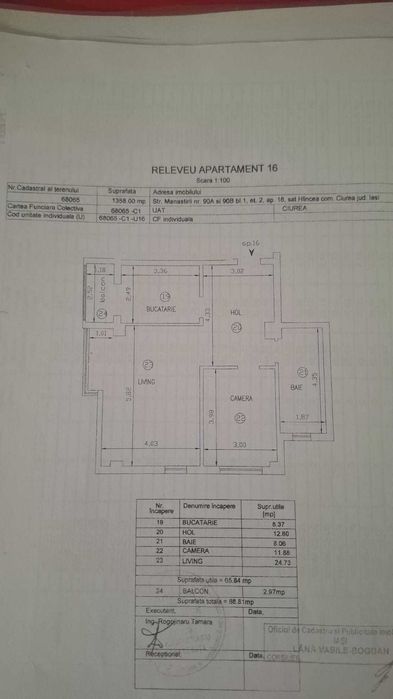 Proprietar vand apartament cu 2 camere, 69 mp, încălzire în pardoseală, etaj 3/5, Hlincea