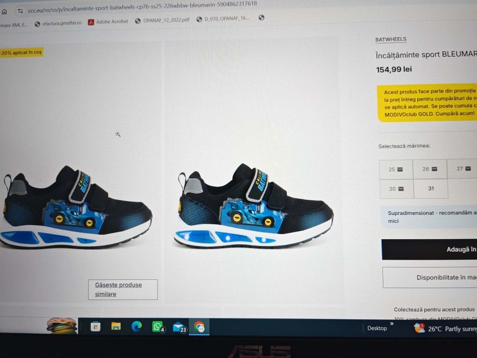 Încălțăminte sport Batwheels  mar. 29 cu leduri