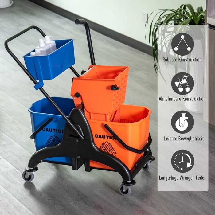 Професионална количка за почистване с 2 x 26L кофи