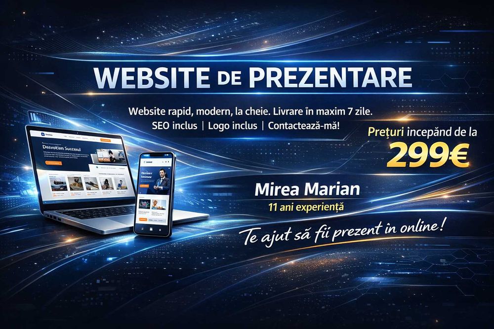 Creare Site Web & Magazin Online + SEO & Promovare de la 299€