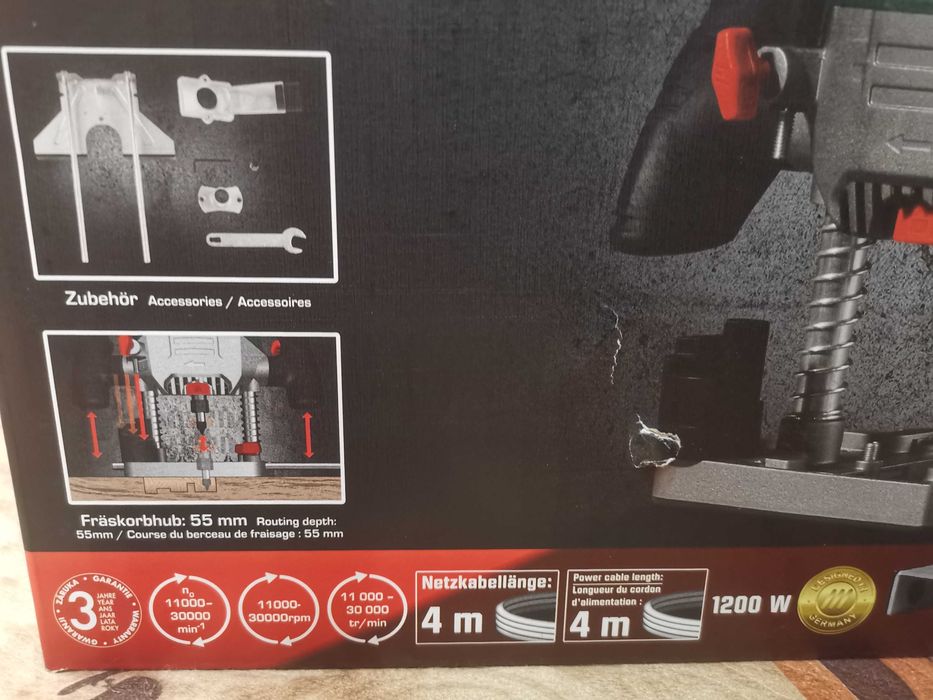 НОВА Parkside Оберфреза 1200W за дърво пластамас и метали  6бр.Фрези