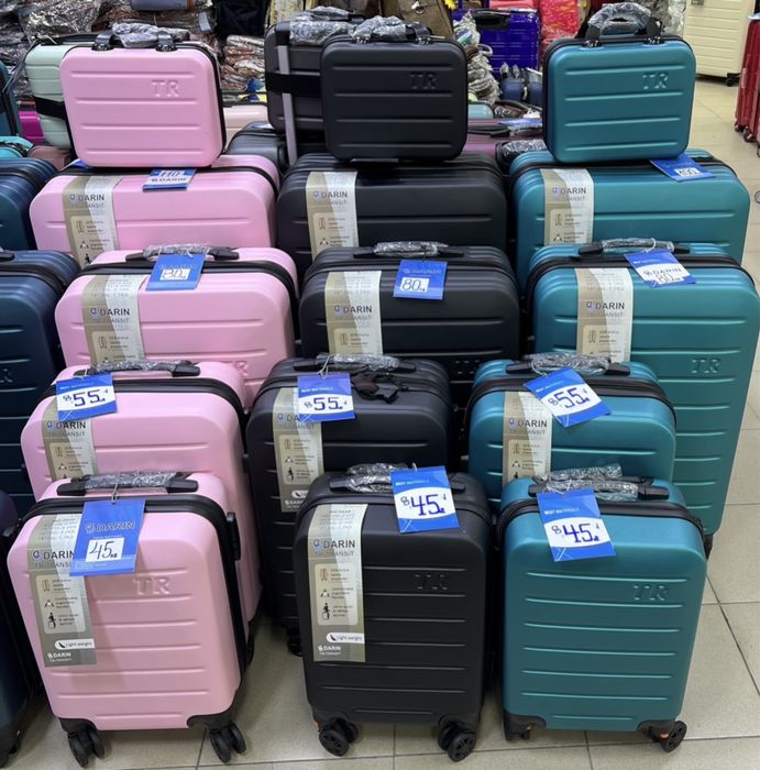 пътнически куфар+разширител 5см 5бр ABS удароустойчив 4 колела 360°