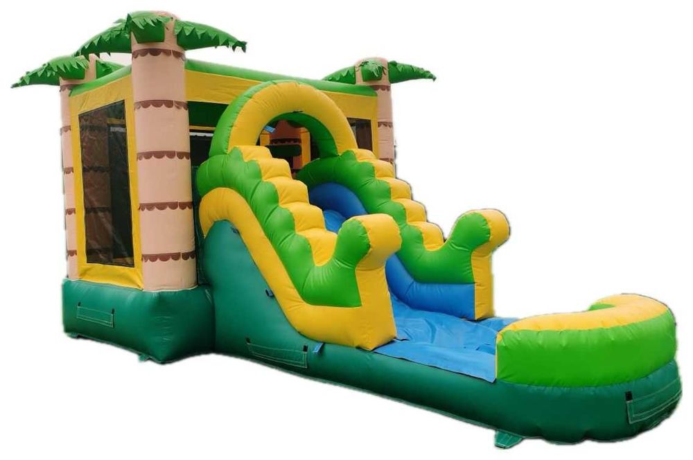 Tobogan Gonflabil Cu Piscină și Spațiu Joacă Casuta Palmier