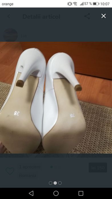 Stiletto mireasă piele naturală