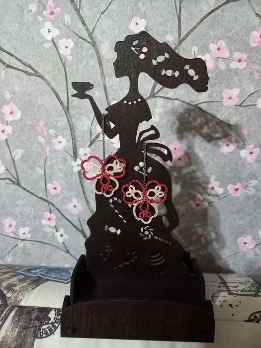 Серьги орхидеи в технике фриволите