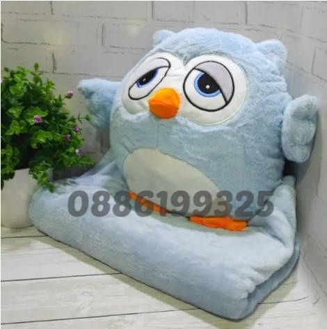 3в1 Емоционален бухал с одеало, Плюшена играчка Бухал с одеало