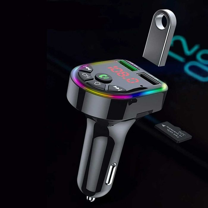 Блутут FМ тpaнcмитep F5 зa кола на 12V , хендсфри, зарядно, флашка