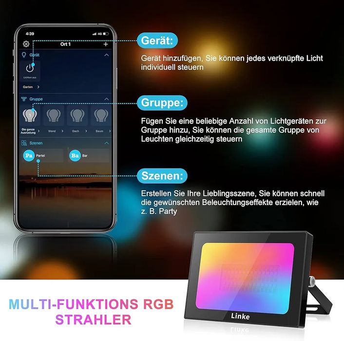 Proiector RGB 42 W bluetooth cu aplicatie