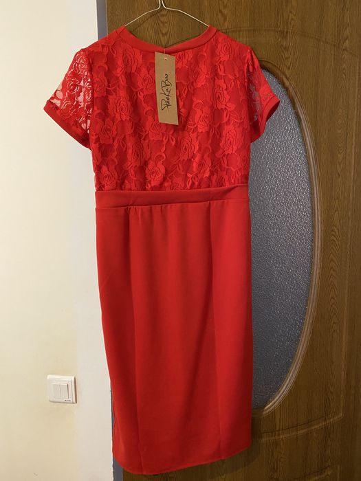 Rochie gravide, rosie cu dantela M