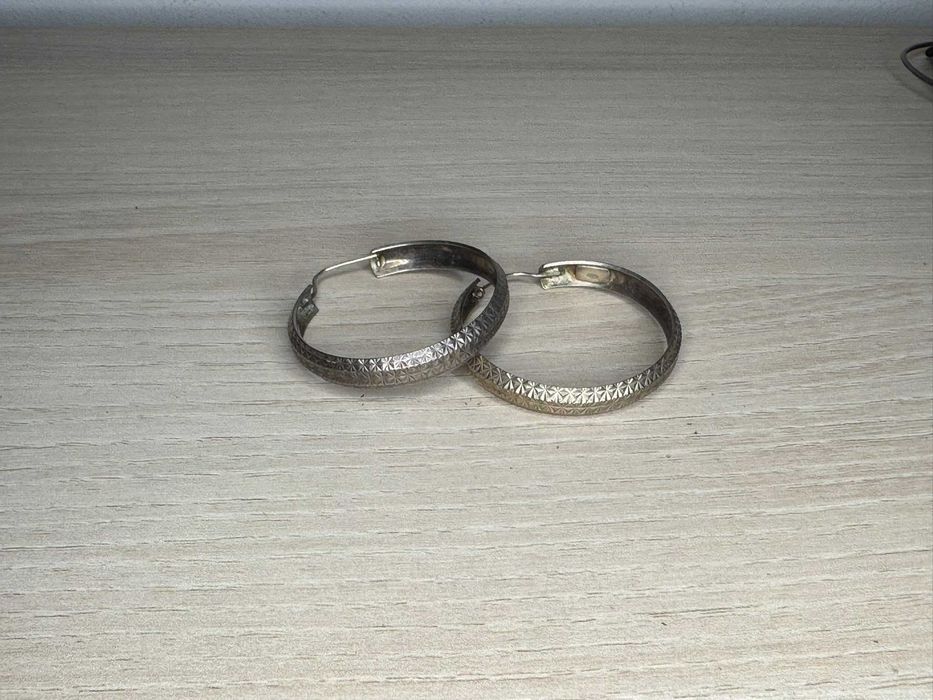 Cercei creole din argint 925 — model geometric, 10 g