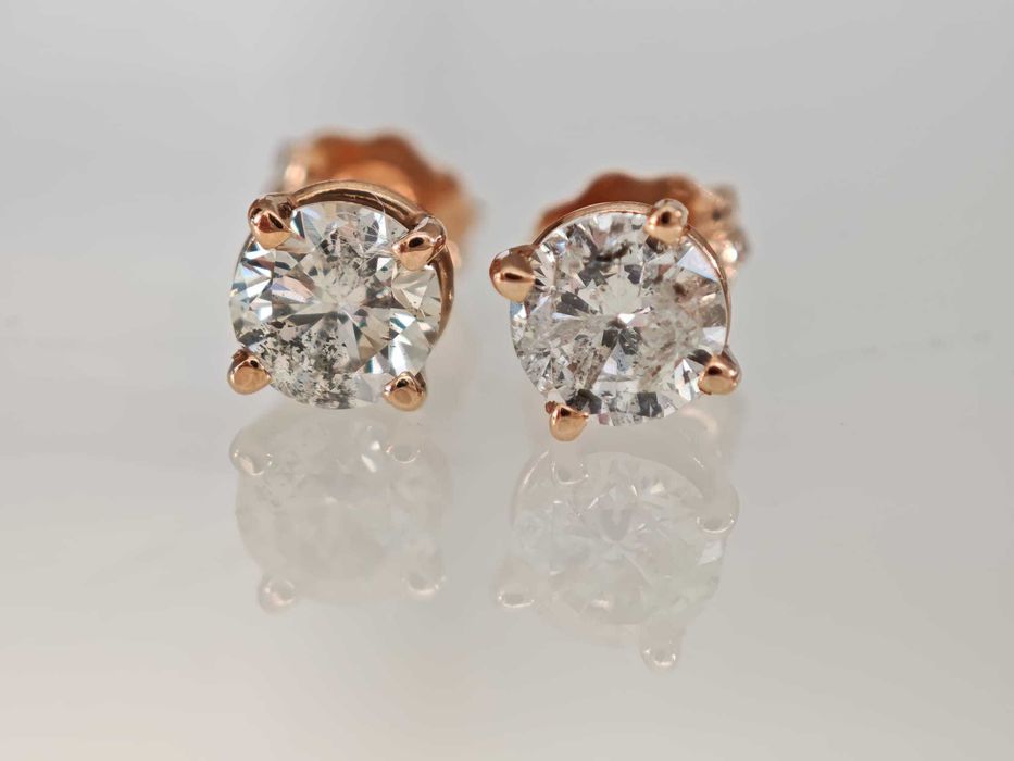 Cercei aur roz 14k cu diamante naturale