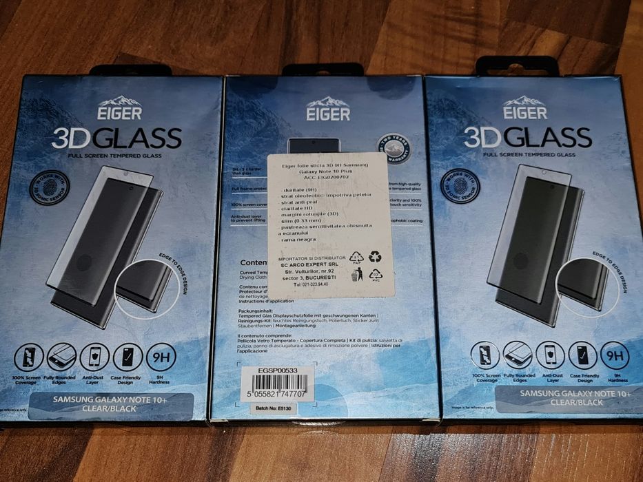 Folie sticla full cover originala Eiger Samsung Note10+ Note 10 Plus