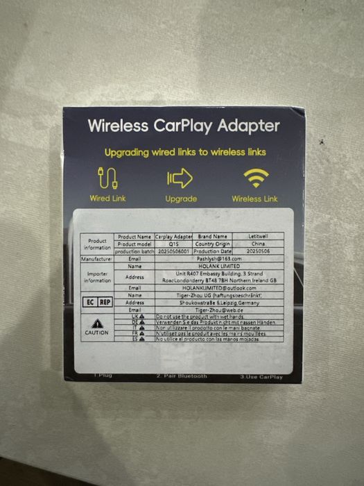 Безжичен CarPlay USB адаптер за iPhone и Apple CarPlay