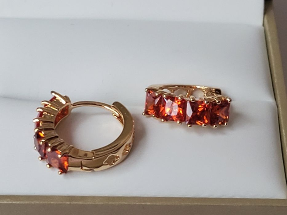 GP300,cercei placați aur 14k,noi,încuietoare sigura,zirconii mov/rosii