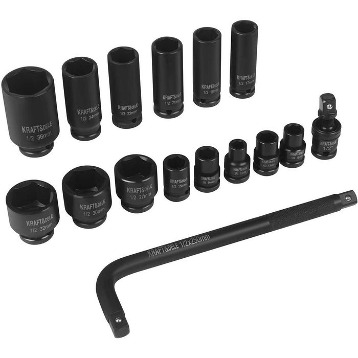 Trusa tubulare de impact 1/2" 16 bucati, Kraft