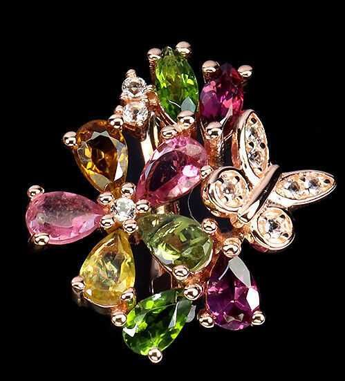 Сребърни пръстени с турмалини и танзанити