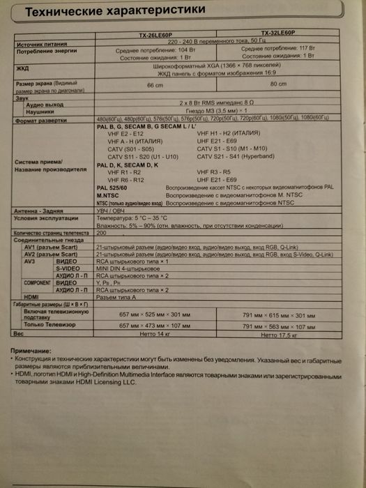 Телевизор Панасоник