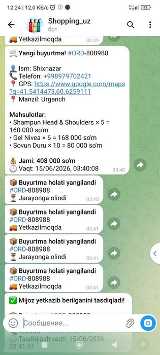 Dastafka bilan ishlaydiganlar uchun web sayt