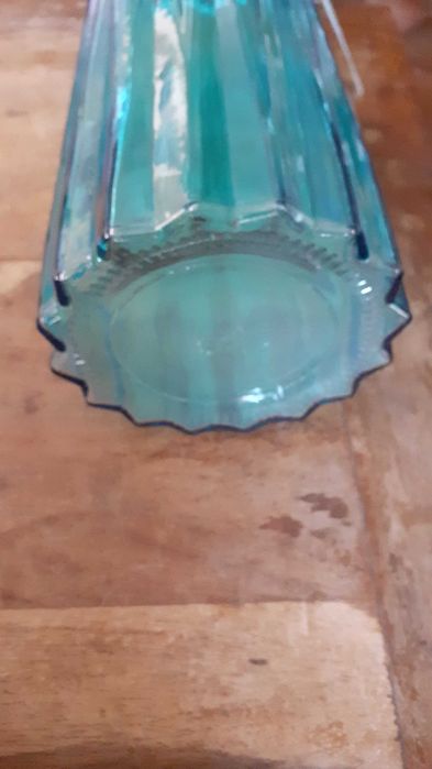 ваза стъклена синя дизайнерска качествена висока 30 см за къмпинг