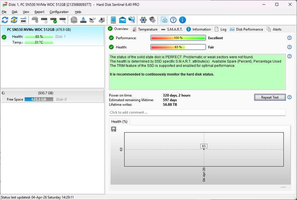SSD WD SN530 512GB M.2 2230 NVMe PCIe 3.0 SDBPTPZ-512G #82
