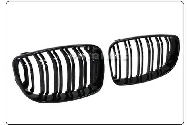 Set Grile Duble M style Radiator Bara Negru Lucios Bmw Seria 1 E81 E82 E87 E88 Lci Facelift 2007-2011, NOI