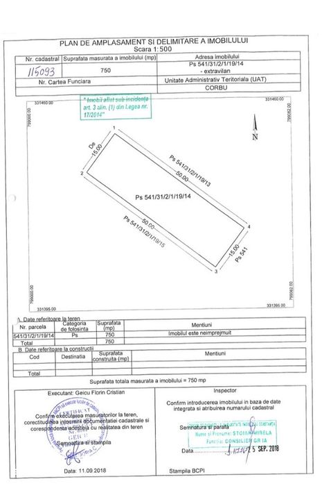 De vanzare teren format din 2 loturi alipite 1500 m2 (750 m2+750 m2),