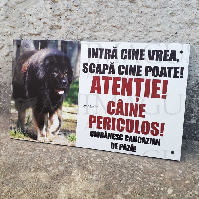 Placa Avertizare Caine Rau Periculos Ciobanesc Caucazian