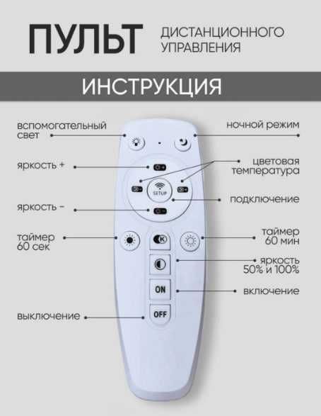 Люстра потолочная светодиодная с пультом 3 освещения, 4 размер...