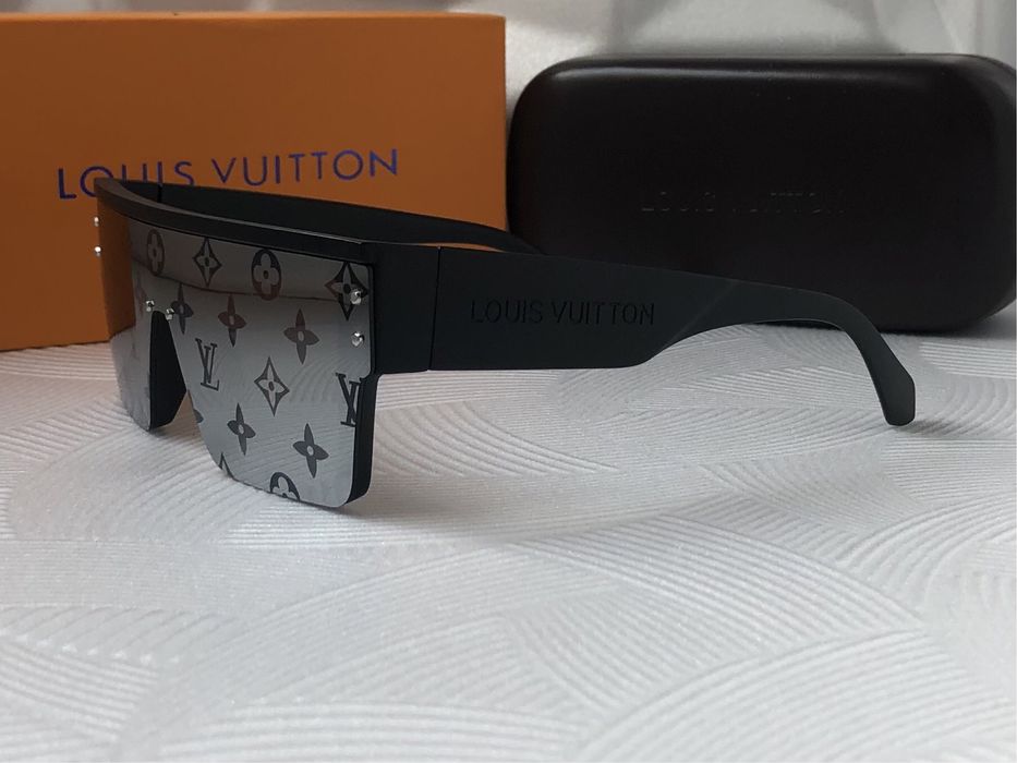 Мъжки слънчеви очила маска брандирани стъкла бели черни