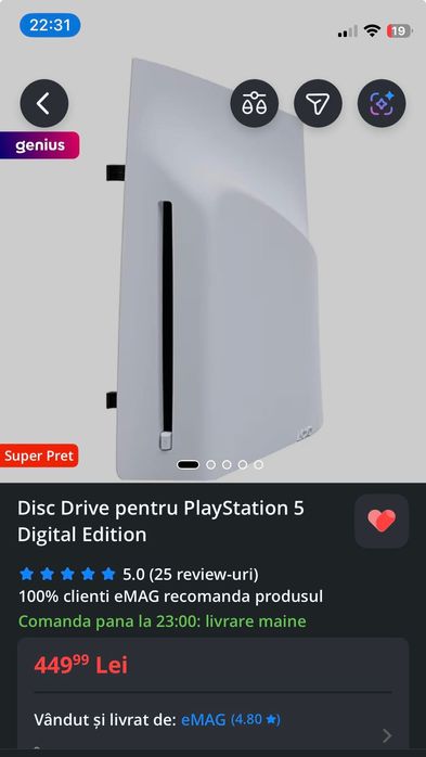 Consola PlayStation 5 Pro, cu disc, 2TB SSD, garantie 08.09.2027.