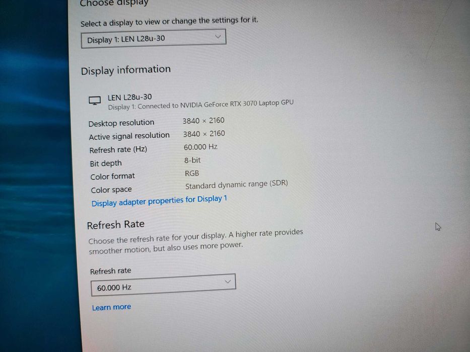 Monitor LED IPS Lenovo L28u-30 28 inch, 60Hz, 4 ms, 4K UHD