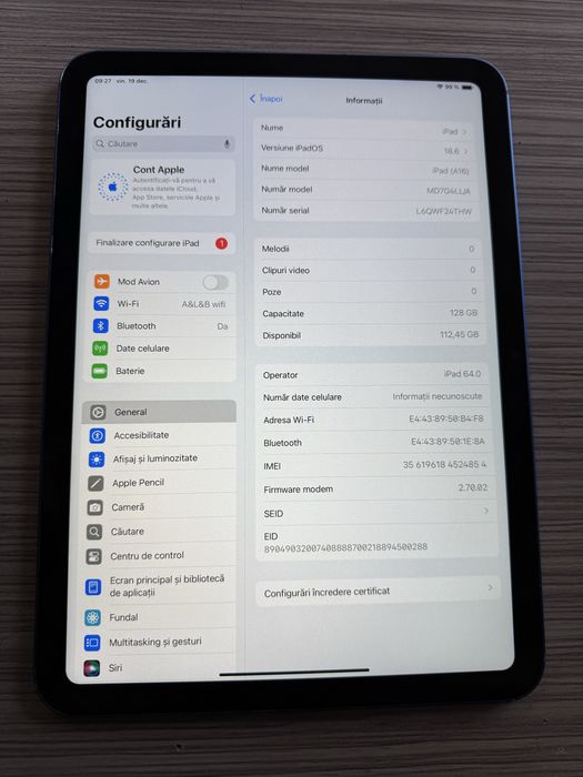 Tableta APPLE iPad 11" (A16), 128GB, Cellular, Blue *Model 2025