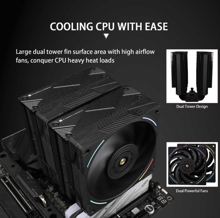 Cooler CPU procesor Aer Thermalright Phantom Spirit 120 EVO,7 conducte ventilatoare duble TL-K12 PWM 120mm tehnologie AGHP 4.0,rulment S-FDB AMD Intel