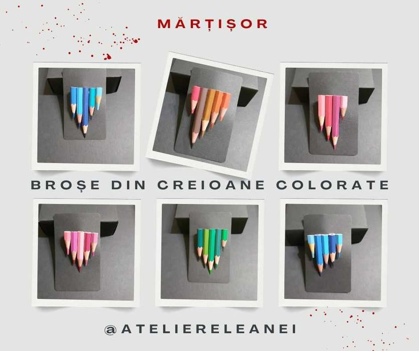 Broșe din creioane colorate