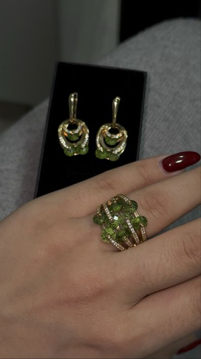 Золото Комплект серьги кольцо