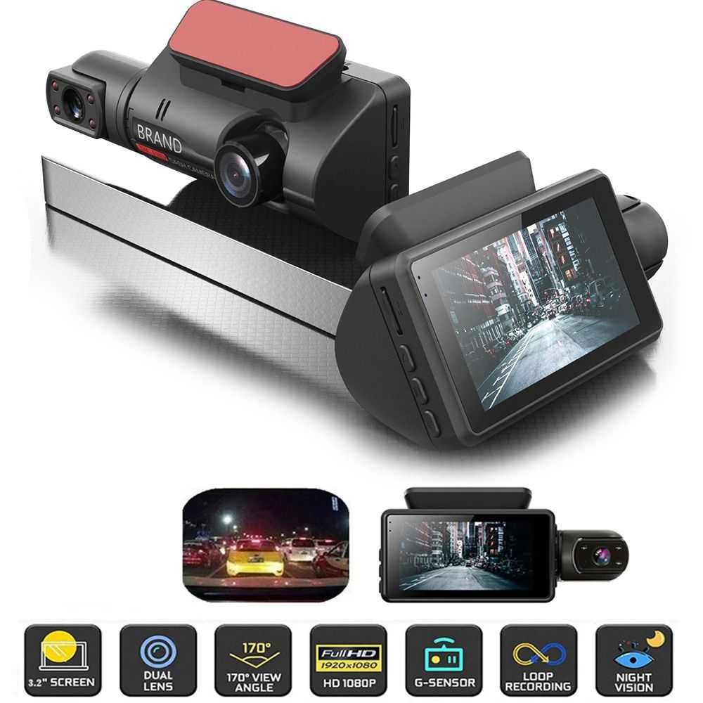 Видеорегистратор за Кола Full HD 1080P с 2 камери и 32 GB карта памет ...
