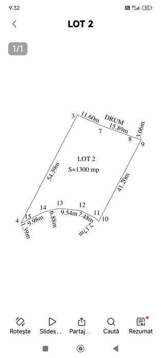 Teren  intravilan Roșiori.(Bt) 22,31m  deschidere  utilități,