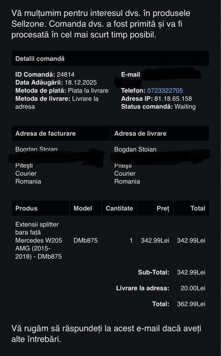 Lip bara fata AMG agresiv Mercedes C class w205 si aripioare