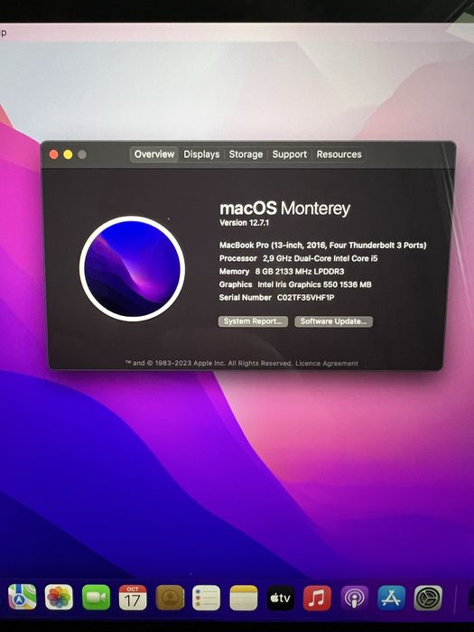 Apple Macbook Pro 13" A1706 Space Grey/2,9GHz/8GB/512GB/Touch Bar