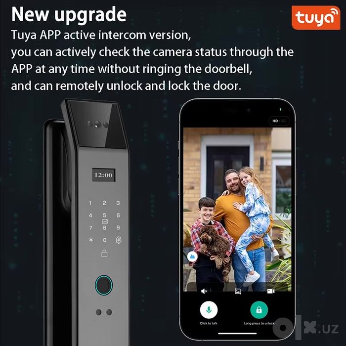 Умный замок с распознаванием лица отпечатков и видеоглазком Smartlock