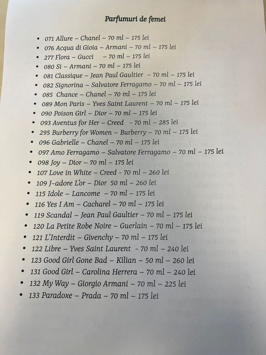 Parfumuri Femei Chogan  70 ml made in Italia