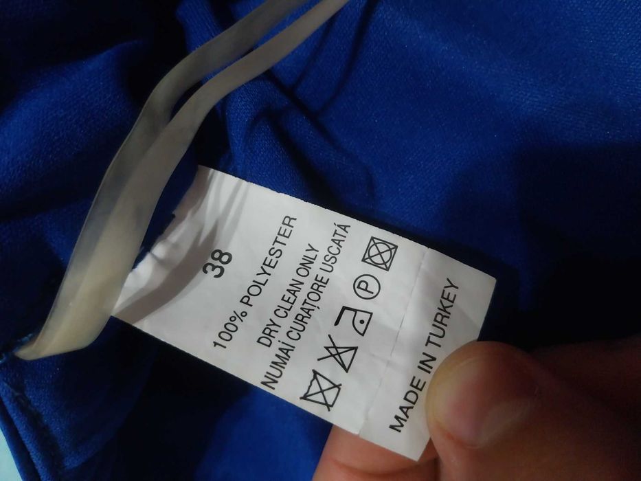 Rochie Elegantă de Ocazie Albastru Regal – Asimetrică pe un Umăr, Satin cu Pietre Strălucitoare, Mărimea 38