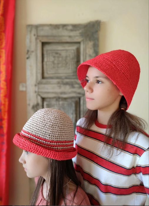 Панама в сетку вязаная из Рафии