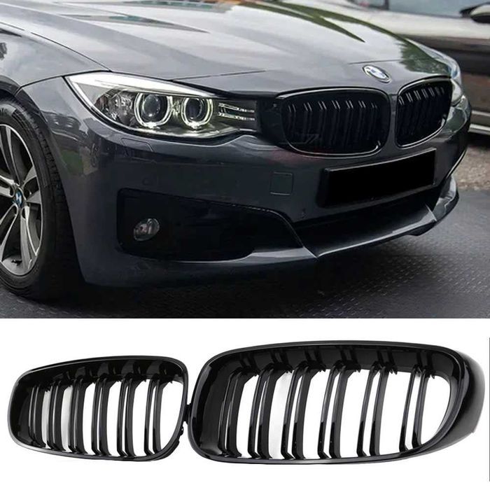 Set 2 grile duble M negru lucios BMW Seria 3 GT F34 Gran Turismo
