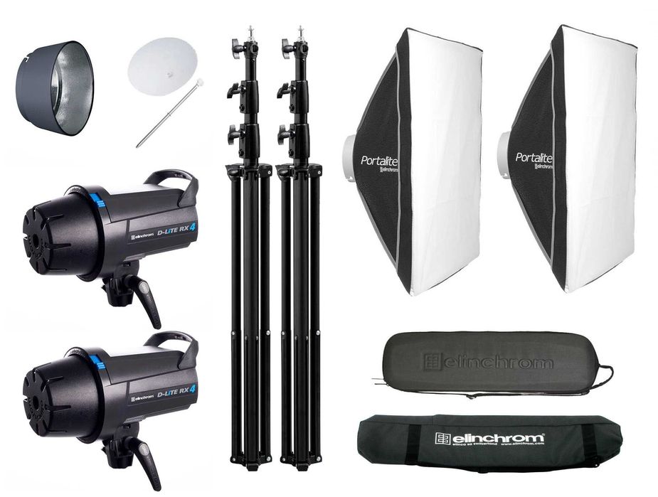 Kit studio foto - 2 blitzuri, softboxuri, stative, etc