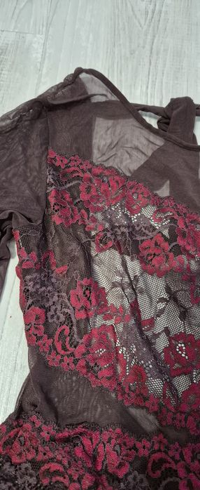 Боди Бордо тюл с дантела