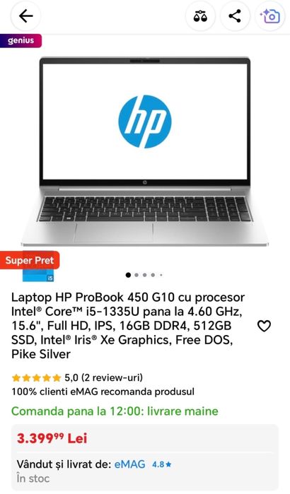 MDM vinde: HP Pro Book 450 G10, i5 Gen 13.