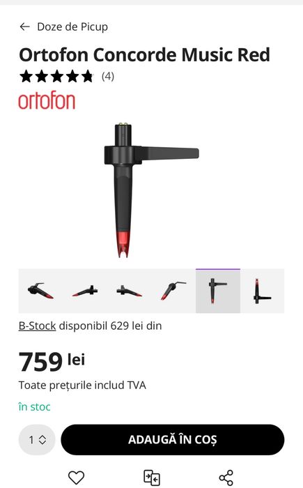 Pickup Ortofon Concorde Music Red, Sigilat, transport inclus