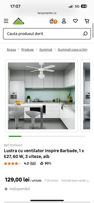 lustră cu ventilator Barbade nouă