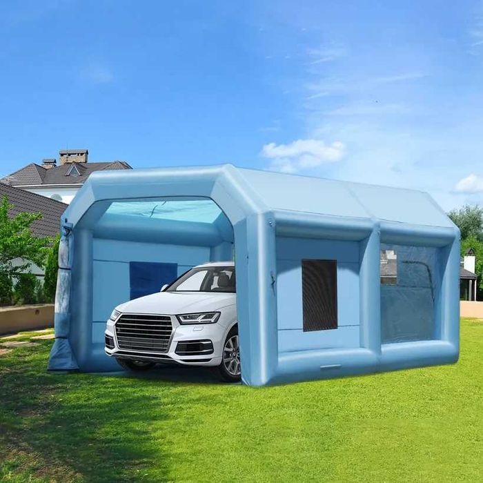 НЕМСКА Надуваема Бояджийска Кабина VEVOR – 6.4 x 4.1 x 3 м, с 1100W Вентилатор + ЛЕД ФЕНЕР
